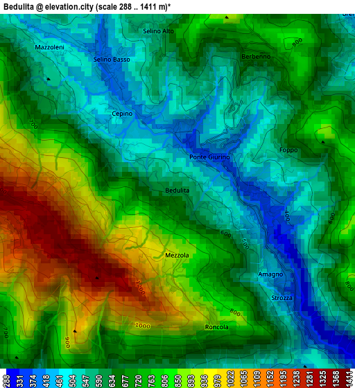 Bedulita elevation map