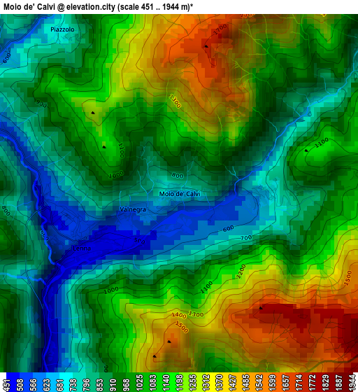 Moio de' Calvi elevation map