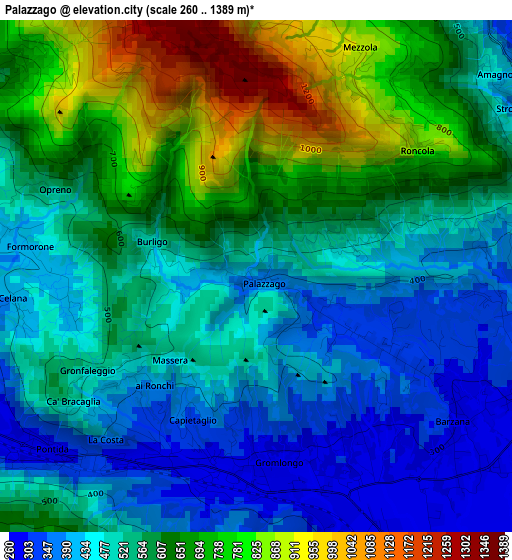 Palazzago elevation map