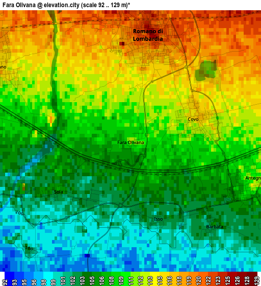 Fara Olivana elevation map