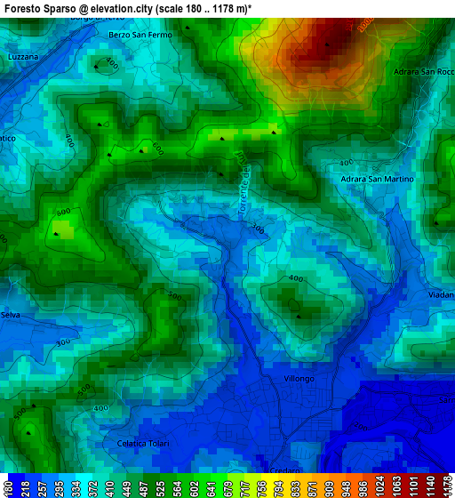 Foresto Sparso elevation map