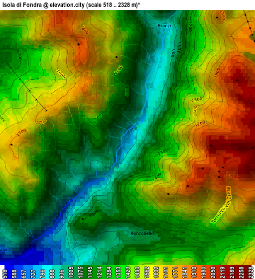 Isola di Fondra elevation map