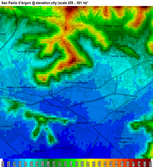 San Paolo d'Argon elevation map