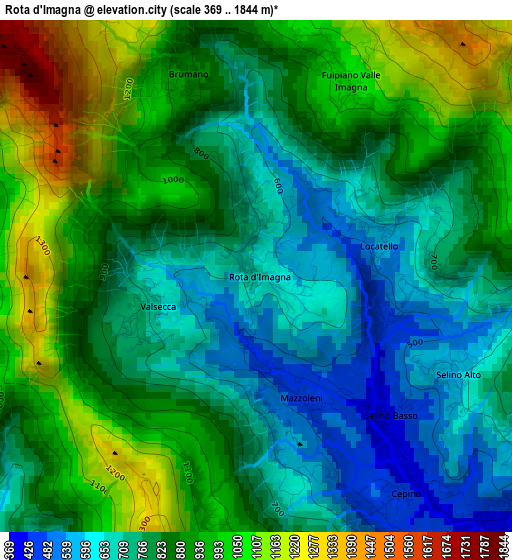 Rota d'Imagna elevation map