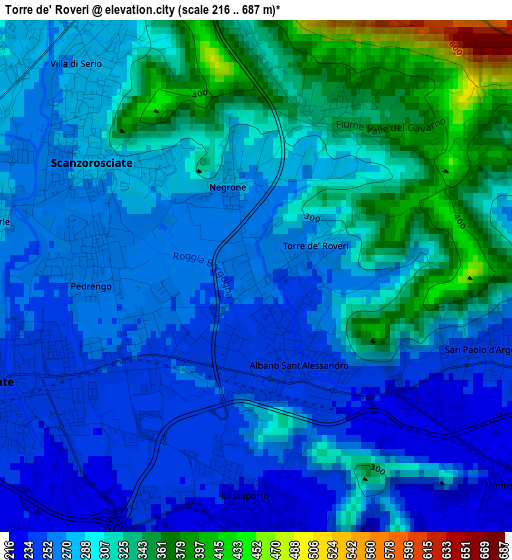 Torre de' Roveri elevation map