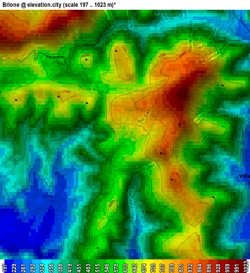 Brione elevation map