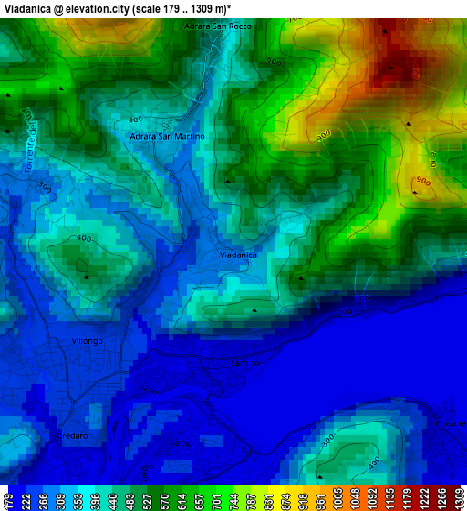 Viadanica elevation map