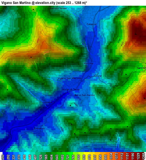 Vigano San Martino elevation map