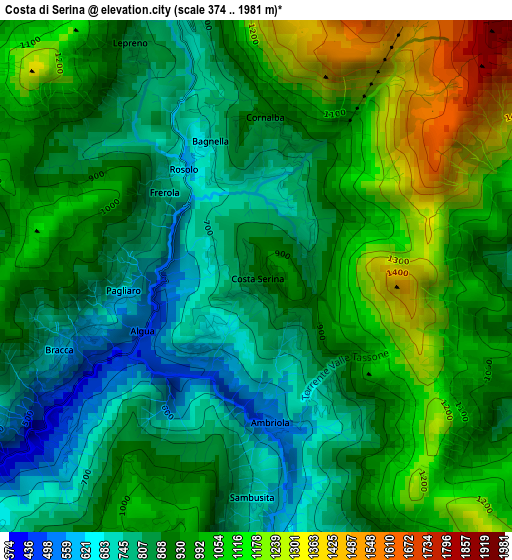 Costa di Serina elevation map