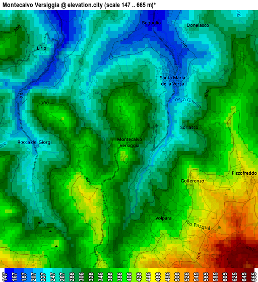 Montecalvo Versiggia elevation map