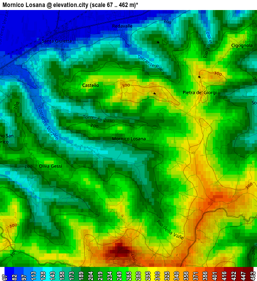 Mornico Losana elevation map