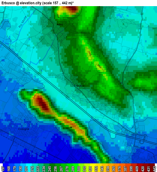 Erbusco elevation map