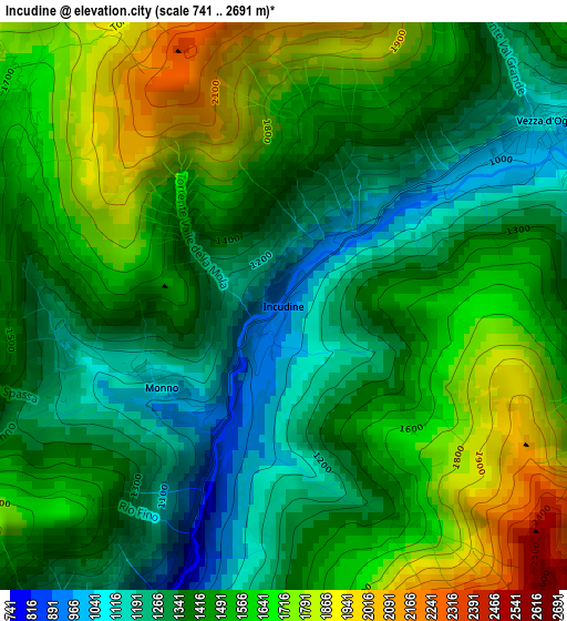 Incudine elevation map