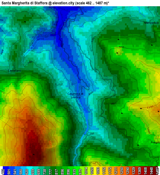 Santa Margherita di Staffora elevation map