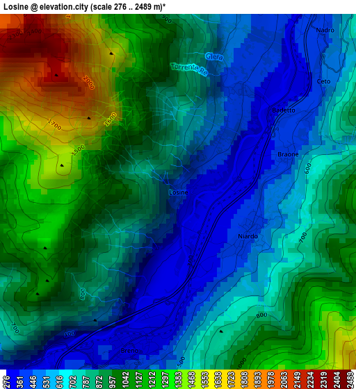 Losine elevation map