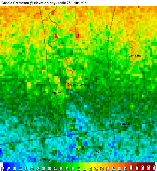 Casale Cremasco elevation map