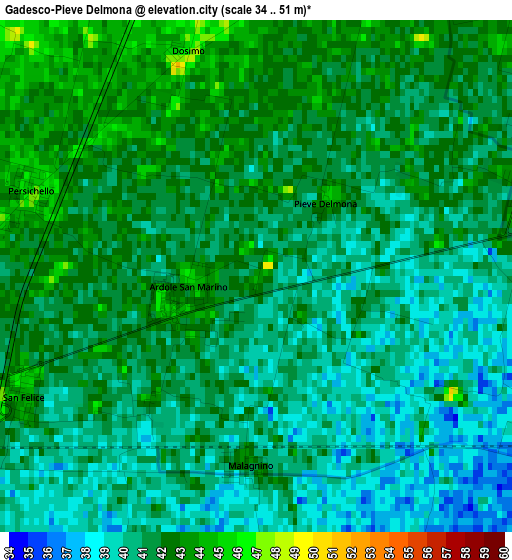 Gadesco-Pieve Delmona elevation map