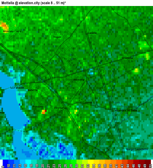 Mottella elevation map