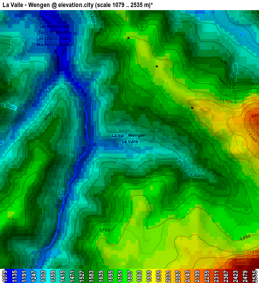 La Valle - Wengen elevation map