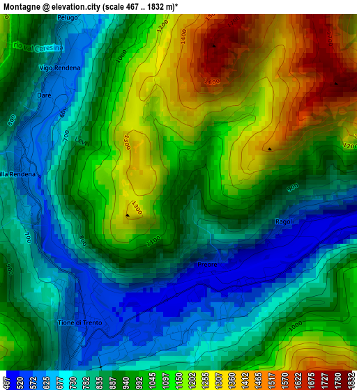 Montagne elevation map