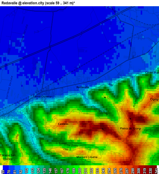 Redavalle elevation map