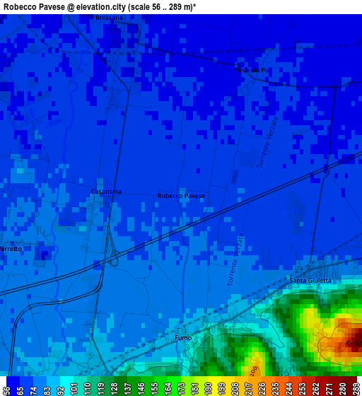 Robecco Pavese elevation map