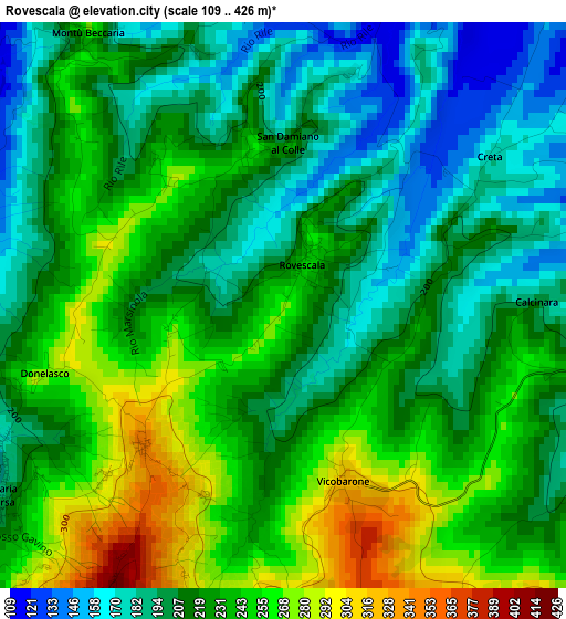 Rovescala elevation map