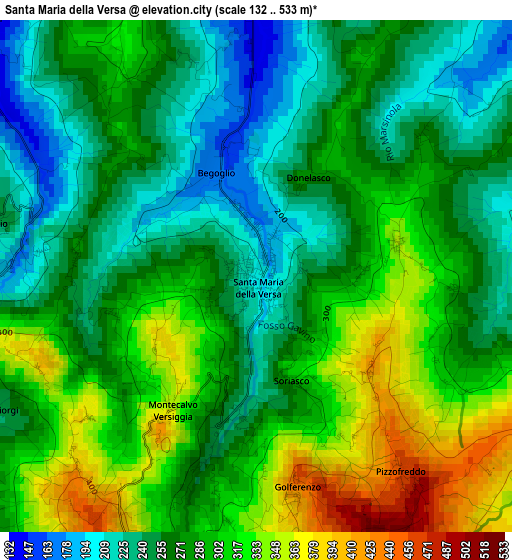 Santa Maria della Versa elevation map