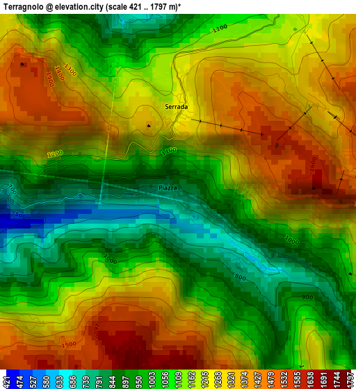 Terragnolo elevation map