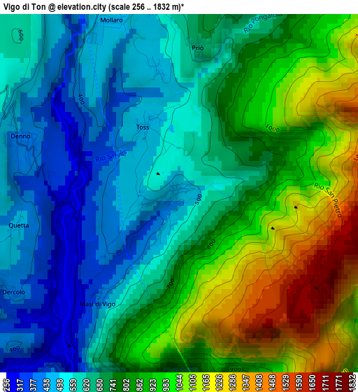 Vigo di Ton elevation map