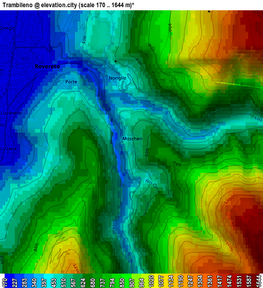 Trambileno elevation map