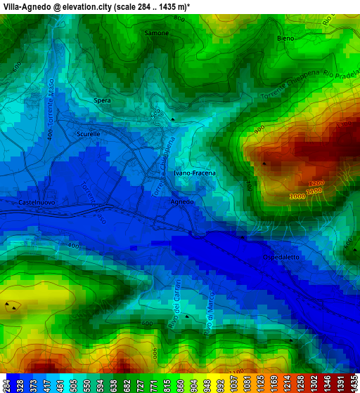 Villa-Agnedo elevation map