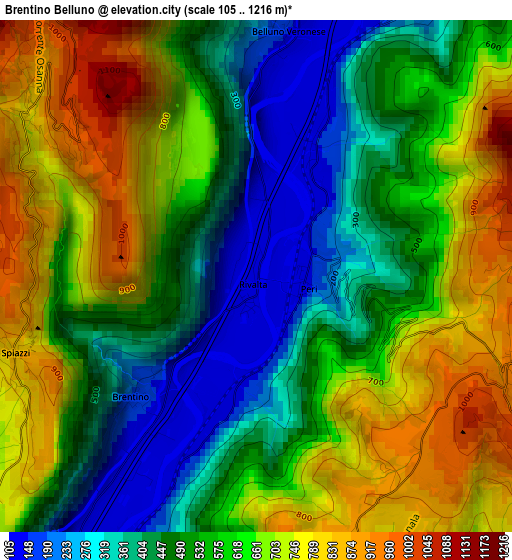 Brentino Belluno elevation map