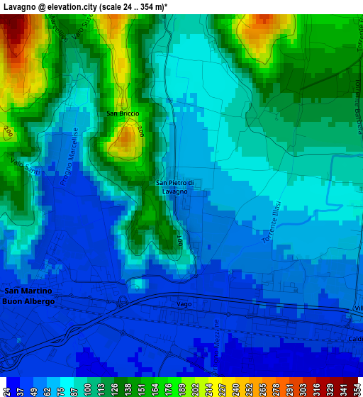 Lavagno elevation map