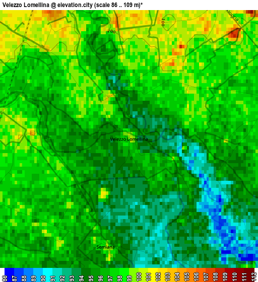 Velezzo Lomellina elevation map