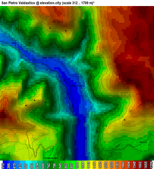 San Pietro Valdastico elevation map