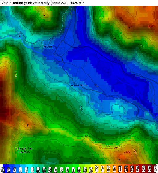 Velo d'Astico elevation map