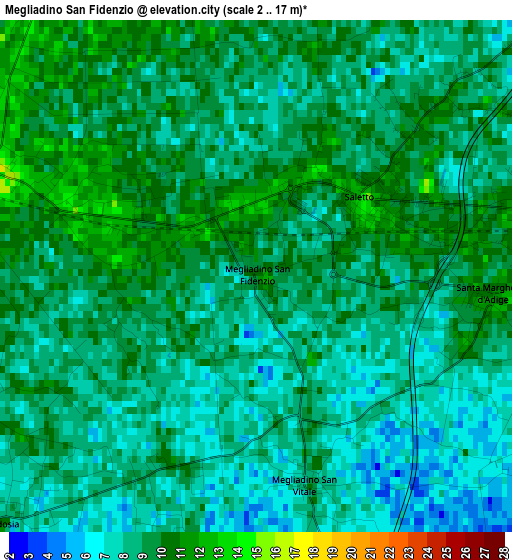 Megliadino San Fidenzio elevation map