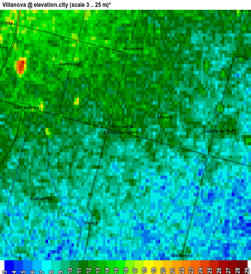 Villanova elevation map