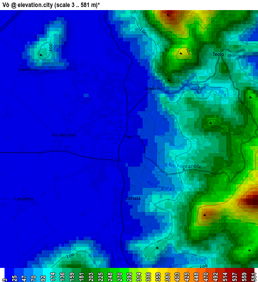 Vò elevation map