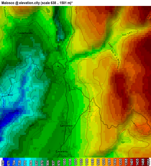 Malosco elevation map