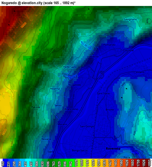 Nogaredo elevation map