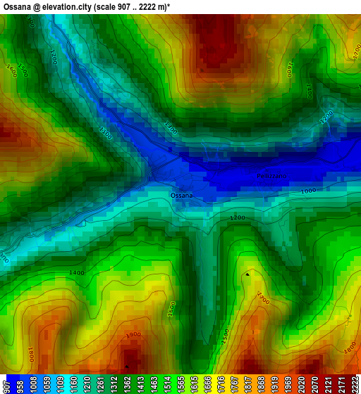 Ossana elevation map