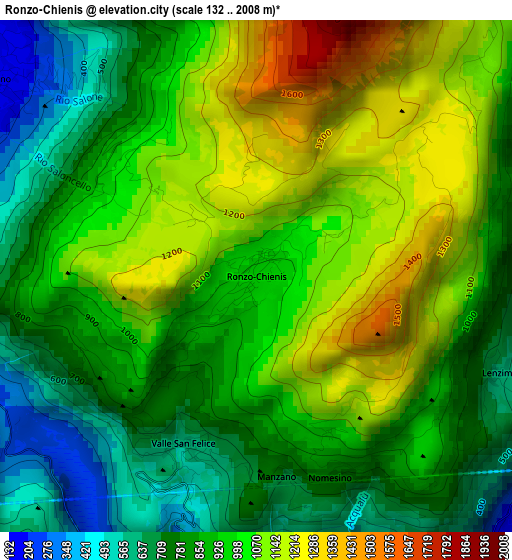 Ronzo-Chienis elevation map