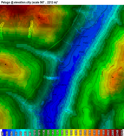 Pelugo elevation map