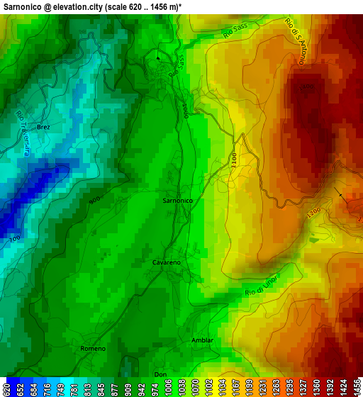 Sarnonico elevation map