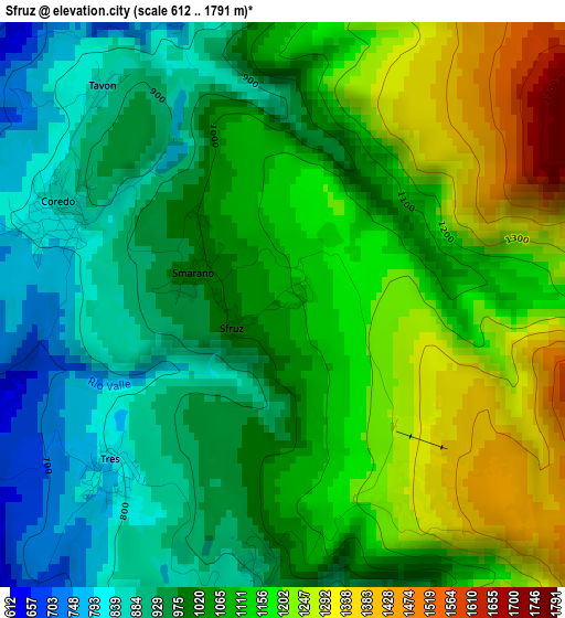 Sfruz elevation map