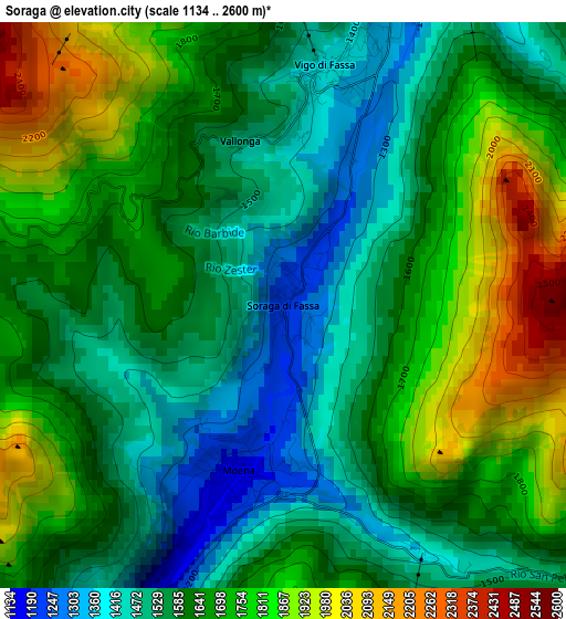 Soraga elevation map