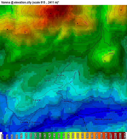 Varena elevation map