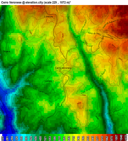 Cerro Veronese elevation map